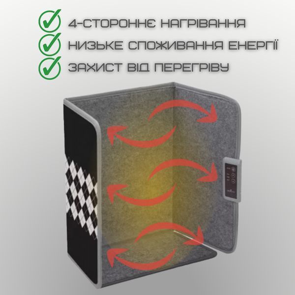 Електрична Грілка Велика 100 см 3 Режими Економна Електрогрілка для Офіса 200W 100 см з килимком Для RedHill - 100 фото
