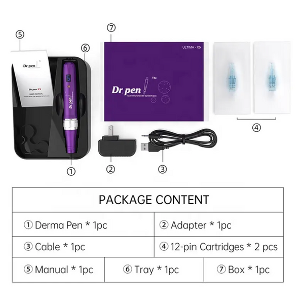 Набор дермапен Dr. Pen X5W + 20 картриджей для фракционной мезотерапии и микронидлинга X5W2012H фото
