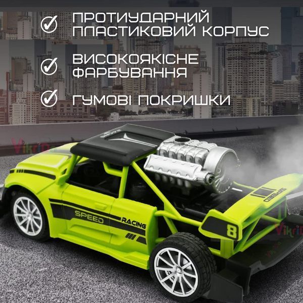 Швидкісна Машинка на Пульт Керуванні Перегонова з LED-підсвіткою й парою на Акумуляторі STORM Зелена Швидкісна Машинка Зелена фото