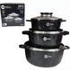 Набор кастрюль Higher Kitchen HK-301 Набор посуды с гранитным антипригарным покрытием Черные 8 предметов HK-301 фото 1