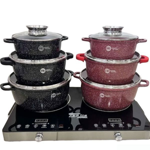 Набор кастрюль Higher Kitchen HK-301 Набор посуды с гранитным антипригарным покрытием Красные 8 предметов HK-301 фото