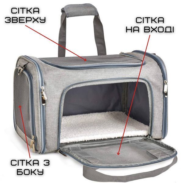 Сумка Переноска Для кота Складана з Прозорими Стінками та Кріпленнями Сумка Для Домашніх Животних до 7 кг Сумка Переноска RW19 фото