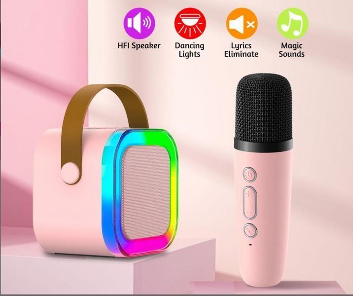 Дитячий Бездротовий Караоке-мікрофон + Колонка з підсвіткою Bluetooth караоке мікрофон + Блютуз Колонка К12 фото
