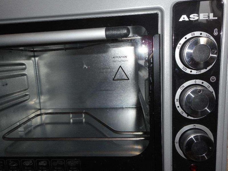 Електродуховка Asel 50л Духовка настільна Асель 1500Вт Турецька електрична духовка ASEL Електропіч сіра Електродуховки надійні Електричні духовки 123 фото
