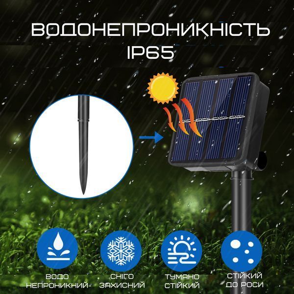 Гірлянда на Сонячній Батареї Для Саду Святкові Світильники 22 Метра 200 Світлодіодів 8 режимів LED Лампочки GS-22IP фото