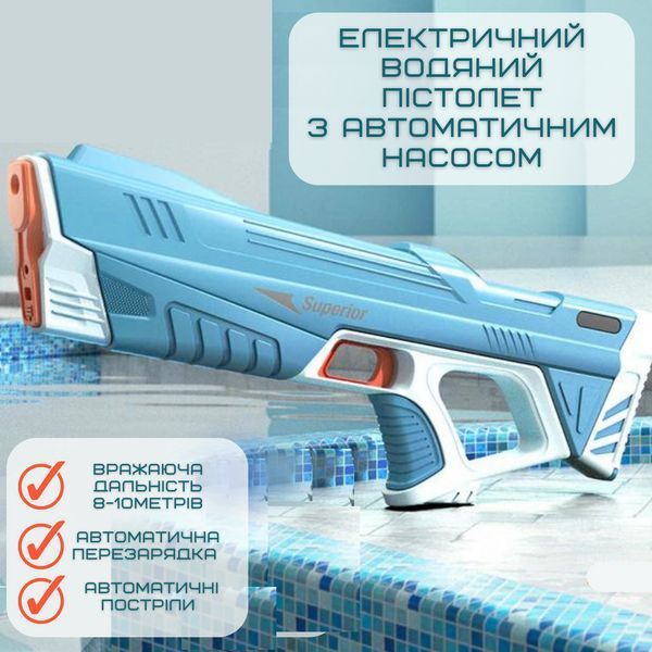 Водяной Автомат Электрический на Аккумуляторе Портативный Детский Водный Бластер с Автоматическим Насосом Водяний Бластер SU-19 фото