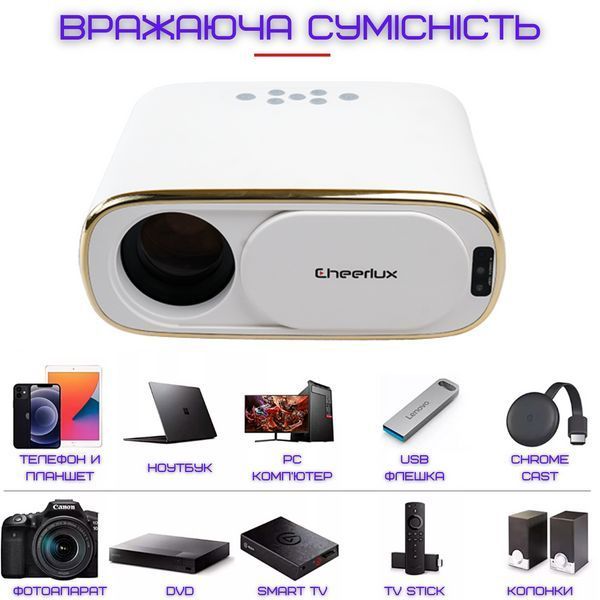 Портативний WIFI Міні LED Проектор Android 9.0 Full HD 1920*1080 P 4000 Lumen з Динаміком + Bluetooth 5.0 Cheerlux C16 фото