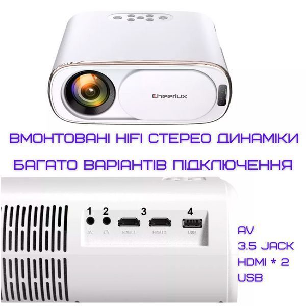 Портативний WIFI Міні LED Проектор Android 9.0 Full HD 1920*1080 P 4000 Lumen з Динаміком + Bluetooth 5.0 Cheerlux C16 фото