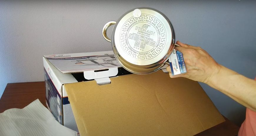 Набор посуды Bohmann 12 предметов индукционное дно Набор кастрюль Бохман кастрюли ковш сковорода с крышками BH-70613-12 фото