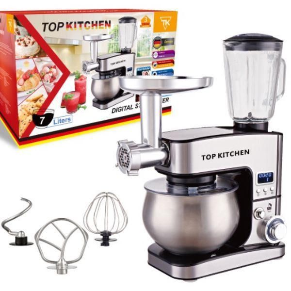Потужний універсальний кухонний комбайн з м'ясорубкою 4в1 Top Kitchen 4500Вт 7л Кухонна машина Комбайн кухонний Комбайн для кухні Tk00225 фото