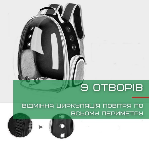 Рюкзак Переноска Для Кішок Сумка Рюкзак з Ілюмінатором і Прозорими Стінками Для Перевезення Животних до 7 кг ZM-R3 фото
