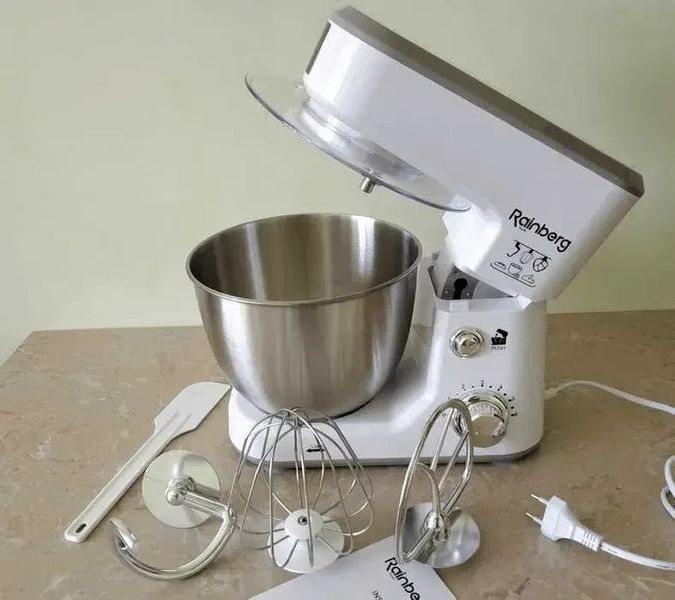 Кухонный комбайн Rainberg RB-8082 3200 Вт, Планетарный миксер-тестомес с чашей 5л, 3 насадки, 6 скоростей RB8082 фото