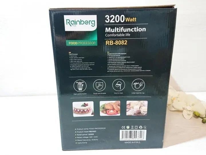 Кухонный комбайн Rainberg RB-8082 3200 Вт, Планетарный миксер-тестомес с чашей 5л, 3 насадки, 6 скоростей RB8082 фото