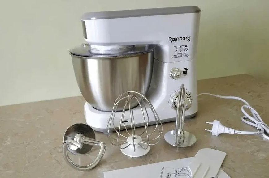 Кухонный комбайн Rainberg RB-8082 3200 Вт, Планетарный миксер-тестомес с чашей 5л, 3 насадки, 6 скоростей RB8082 фото