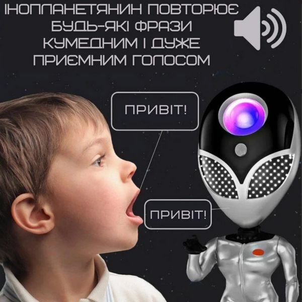 Лазерний Проектор Нічник Зоряного Неба Прибулець 8 Режимів 5 Рівнів Інтенсивності з Функцією Повторення Слів та Таймером Прибулець фото