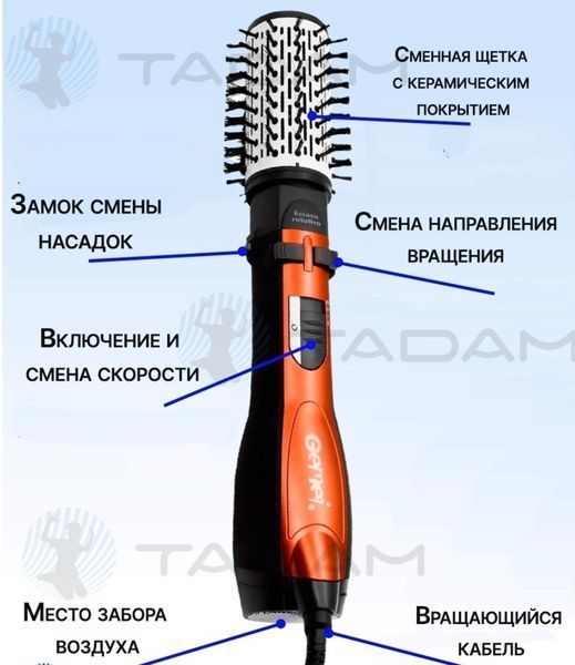 Фен щітка gemei gm 4828 Стайлер для укладання волосся Фен браш з обертанням Gemei фен браш Фен щітку для волосся 86 фото