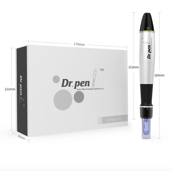 Набір Дермапен Dr. Pen А1 Дермаштамп Для Фракційної Мезотерапії Електричний Мезороллер Для Обличчя та Тіла Сірий + 10 шт картриджи для дермапена A1C1012H фото