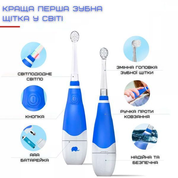 Дитяча Електрична Зубна Щітка Звукова з LED-підсвіткою і Таймером Seago SG902 Синя SG902 фото