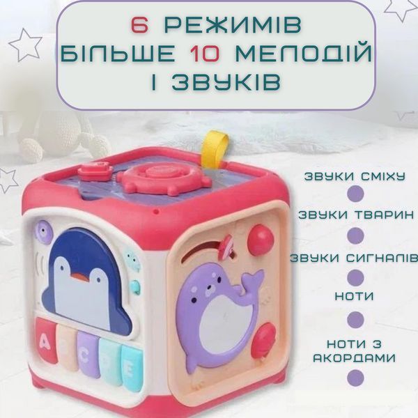 Детский Развивающий Игровой Центр Музыкальный Бизикуб Сортер с Пианино Для Самых Маленьких Розовый Bizi1 фото