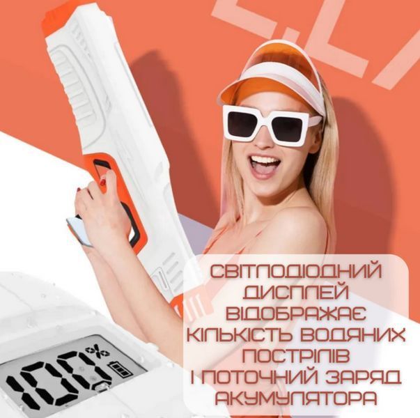 Найпотужніший Водний Бластер Електричний Zone Бластер Водяний на акумуляторі з LED Екраном Автоматичний з Насосом SPYRA Водяний Бластер фото