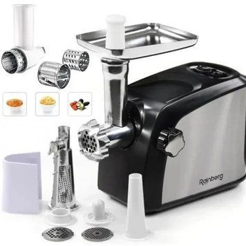 Мясорубка электрическая бытовая Rainberg RB 673 3000W с соковыжималкой, Универсальная мясорубка реверс rb 673 фото