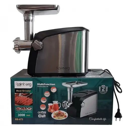 Мясорубка электрическая бытовая Rainberg RB 673 3000W с соковыжималкой, Универсальная мясорубка реверс rb 673 фото
