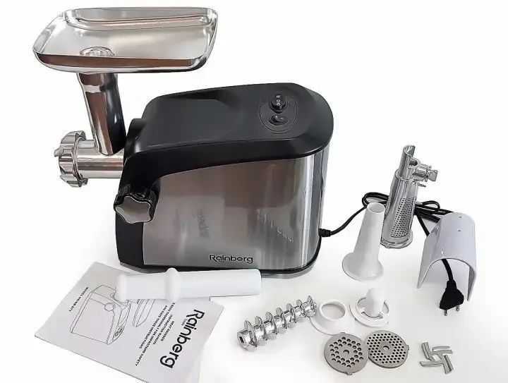 Мясорубка электрическая бытовая Rainberg RB 673 3000W с соковыжималкой, Универсальная мясорубка реверс rb 673 фото