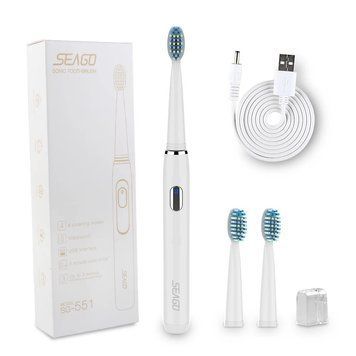 Електрична Зукова Зубна Щітка Seago Sonic SG551 Доросла Біла SG551 фото