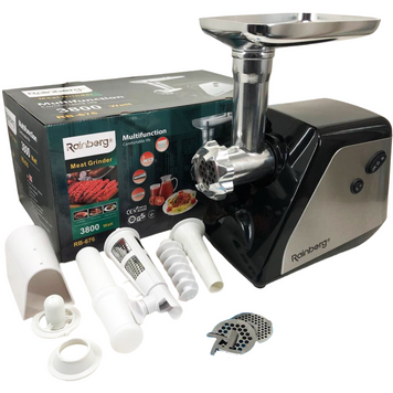 Мясорубка с соковыжималкой Rainberg RB-676 3800W электромясорубка с насадками для колбасы&nbsp;и с реверсом&nbsp;3800 Вт RB 676 фото
