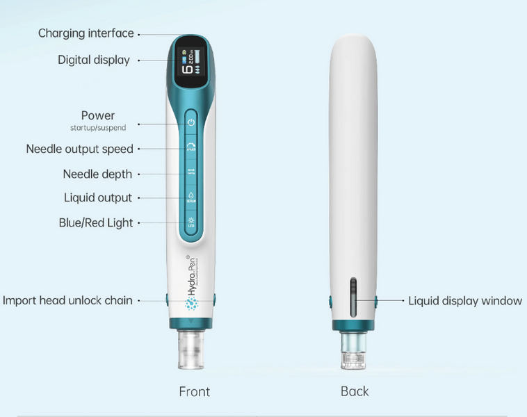 Гидропен Hydra Pen H6 профессиональный дермапен с автоматической подачей сывороток, LED-светотерапией и электронной регулировкой глубины прокола до 2,0 мм H6Blue фото