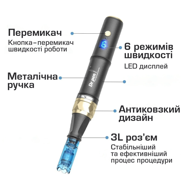 Бездротовий Дермапен Dr.Pen A8S Автономний Електричний Мезоролер Для Обличчя та Тіла 6 Режимів + 2 Насадки + 2 Модуля A8S фото
