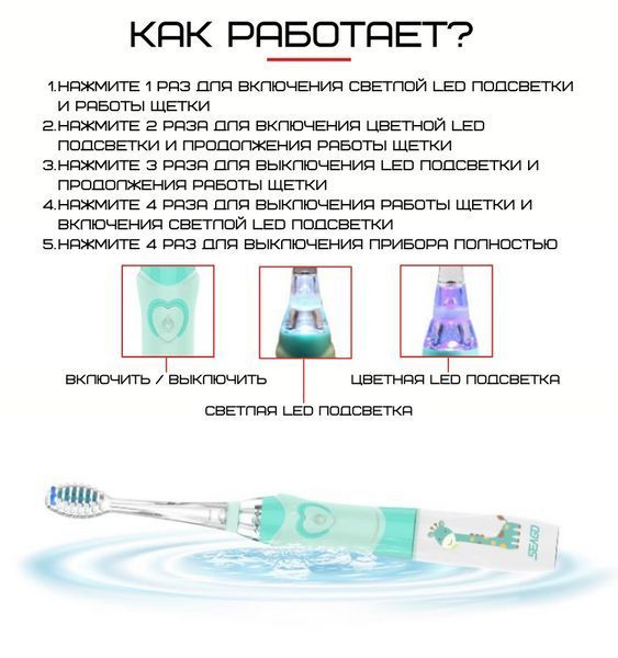 Дитяча Електрична Зубна Щітка Звукова з LED Підсвічуванням Seago SG977 Рожева SG977 фото