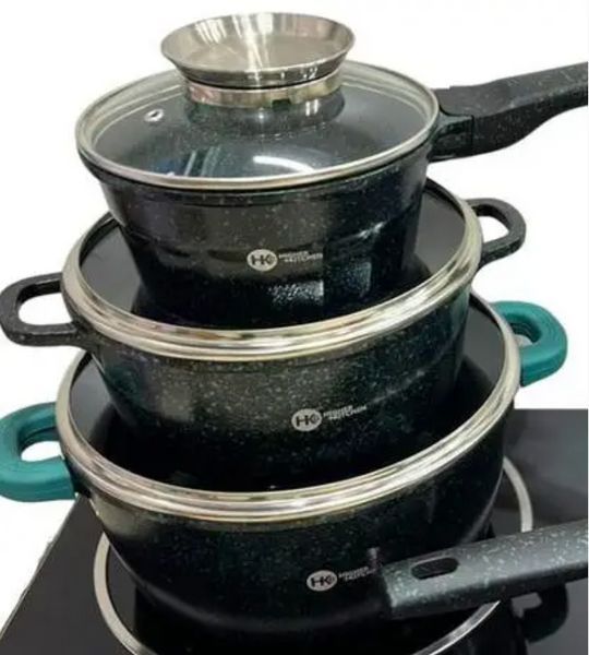 Набір посуду з гранітним покриттям на 14 предметів Higer Kitchen ПК-305 Зелений HK-30502 фото