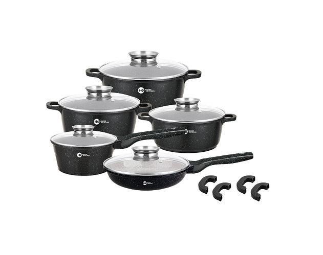 Набір посуду з гранітним покриттям на 14 предметів Higer Kitchen ПК-305 Зелений HK-30502 фото