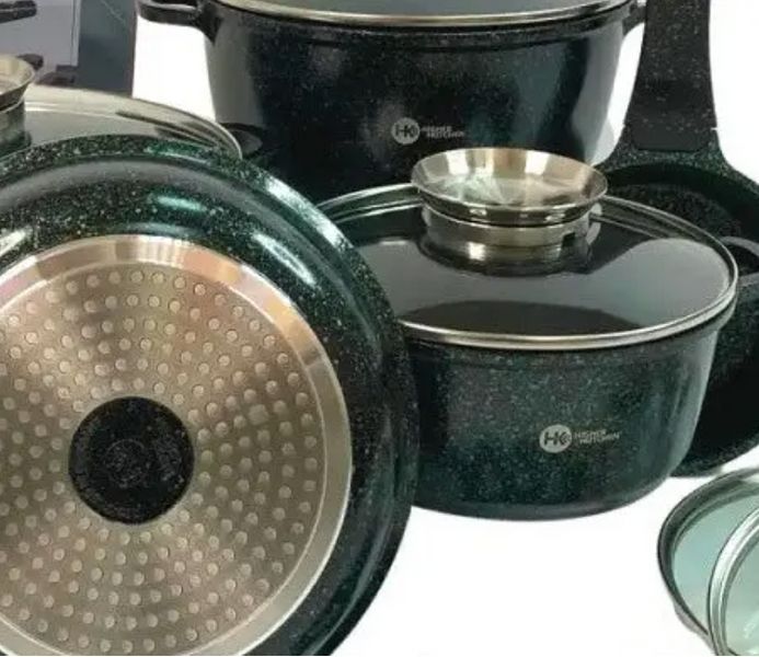 Набір посуду з гранітним покриттям на 14 предметів Higer Kitchen ПК-305 Зелений HK-30502 фото