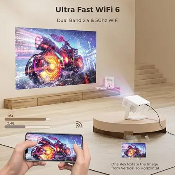Портативний WIFI Міні LED Проектор 2800 Lumen + Bluetooth з Динаміком та Підставкою 2 Режими та Screen Mirroring Cheerlux С6В C6B фото