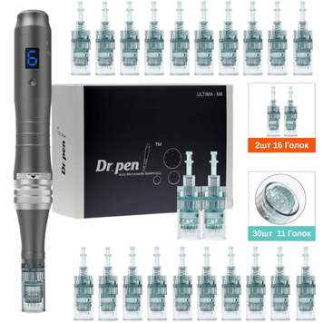 Набір дермапен Dr. Pen M8-C + 30 картриджів для фракційної мезотерапії та мікронідлінгу M8C3011H фото