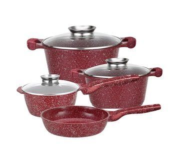 Набір каструль і сковорідка з гранітним антипригарним покриттям Higher Kitchen HK-315 7 предметів Червоний KK-315RED фото