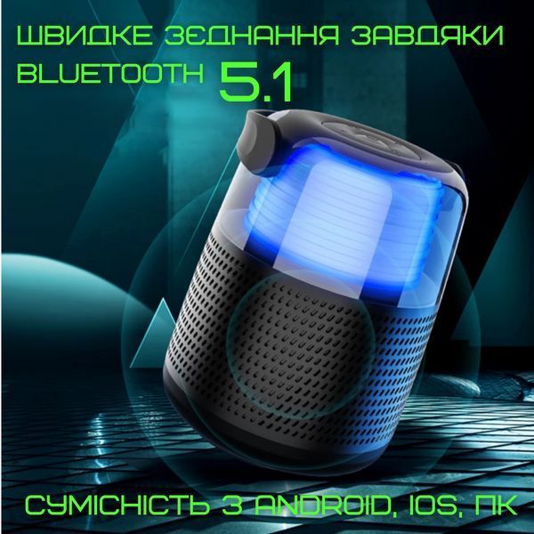 Портативная Мини Караоке Система Для Дома Блютуз Колонка с LED Подсветкой и Функцией Смены Голоса У1 Чёрная У1 фото