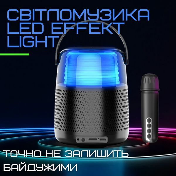 Портативная Мини Караоке Система Для Дома Блютуз Колонка с LED Подсветкой и Функцией Смены Голоса У1 Чёрная У1 фото