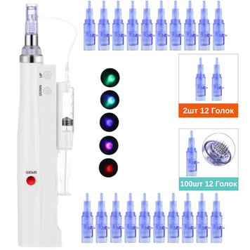 Набор Гидропен Aqua DermaPen Pro + 100 картриджей для фракционной мезотерапии и микронидлинга ADP10012H фото