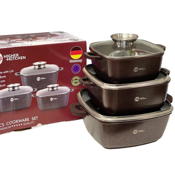 Набір каструль Higher Kitchen HK-302 КОРИЧНЕВІ з гранітним антипригарним покриттям HK-3022 фото