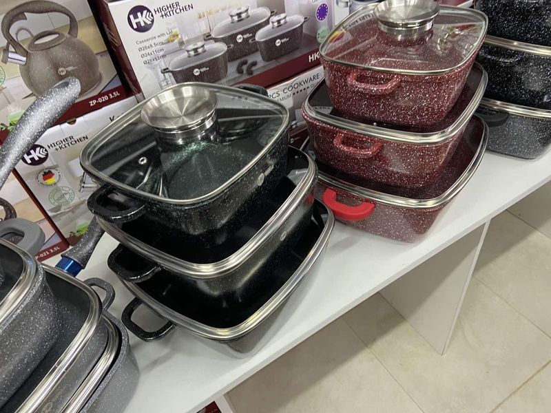 Набір каструль Higher Kitchen HK-302 КОРИЧНЕВІ з гранітним антипригарним покриттям HK-3022 фото