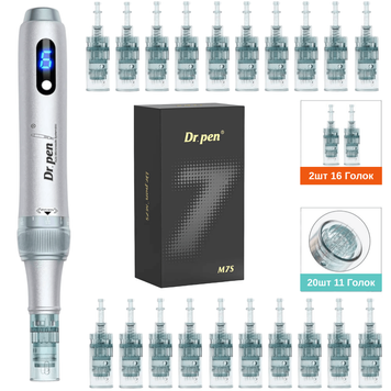 Набір дермапен Dr. Pen M7S Сірий + 20 картриджів для фракційної мезотерапії та мікронідлінгу M7SG2011H фото