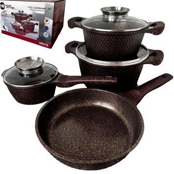 Хороший Набір Кастрюль Higher Kitchen HK-315 Коричневі Кастрюлі Набір з Гранітним Антипригарним Покриттям Кастрюль і Сковорода HK-315 фото
