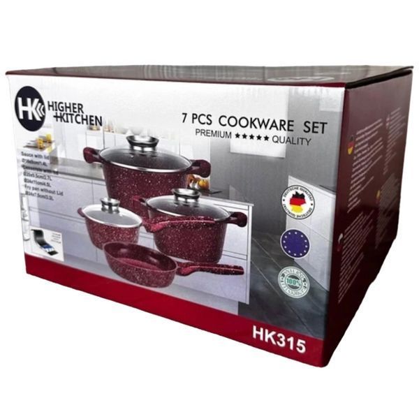 Хороший Набор Кастрюль Higher Kitchen HK-315 Коричневые Кастрюли Набор с Гранитным Антипригарным Покрытием HK-315 фото