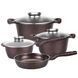Хороший Набор Кастрюль Higher Kitchen HK-315 Коричневые Кастрюли Набор с Гранитным Антипригарным Покрытием HK-315 фото 2