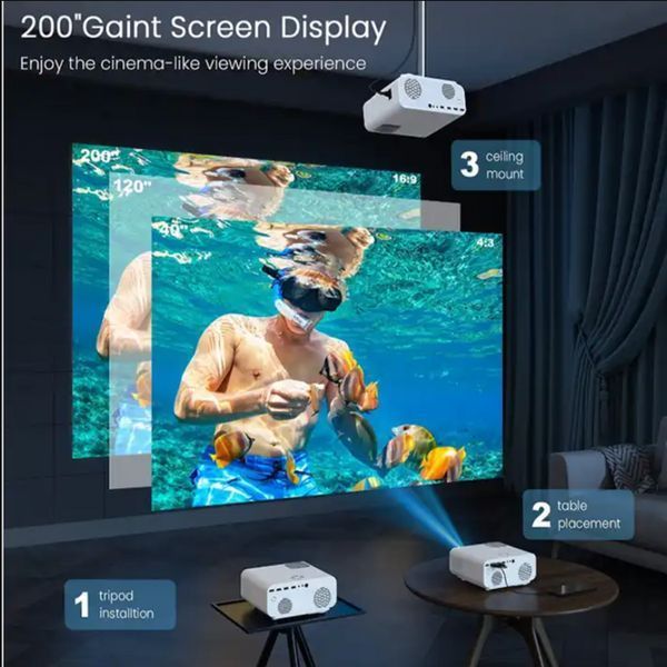 Проектор Для Дому Cheerlux C12 Відеопроектор Для Дому 8000 Lumen Мультимедійний Проектор WIFI Відео Проєктор Портативний Проектори Cheerlux C12 фото