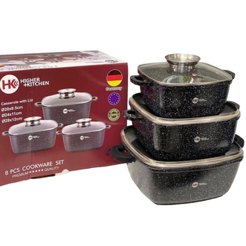 Набір каструль Higher Kitchen HK-302 ЧОРНІ з гранітним антипригарним покриттям Набір посуду НК-302 HK-302 фото