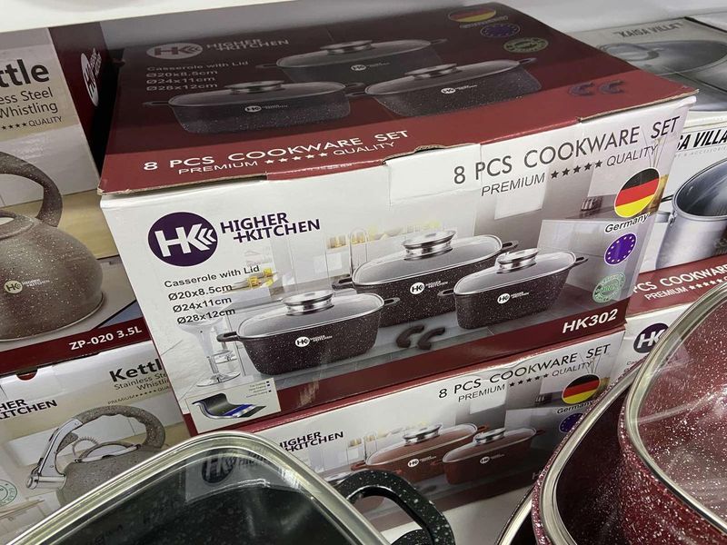Набор кастрюль Higher Kitchen HK-302 ЧЕРНЫЕ с гранитным антипригарным покрытием Набор посуды НК-302 HK-302 фото